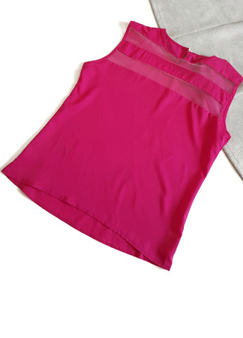 Розовая летняя яркая розовая блуза с прозрачными вставками No Brand