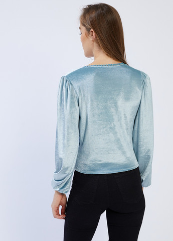 Блакитна літня блуза з оксамитової тканини Pimkie