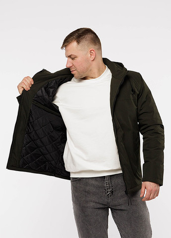 Оливковая (хаки) демисезонная куртка короткая мужская Remain