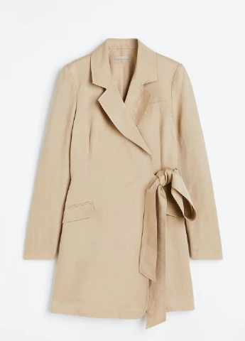 Бежевое деловое платье H&M однотонное