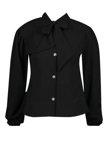 Чёрная блуза однотонная на пуговицах черная Boohoo