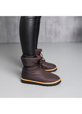 Зимние ботинки дутики женские jigsaw 3883 235 коричневый Fashion тканевые