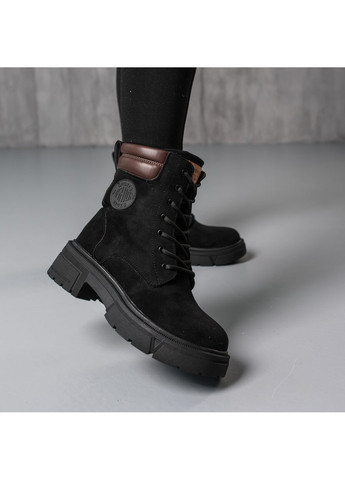 Зимние ботинки женские зимние zsa 3804 235 черный Fashion из искусственной замши