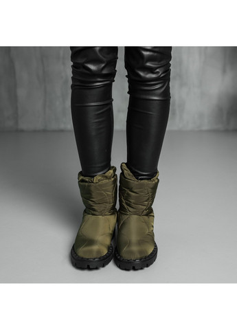 Зимние ботинки дутики женские molly 3878 235 оливковый Fashion тканевые