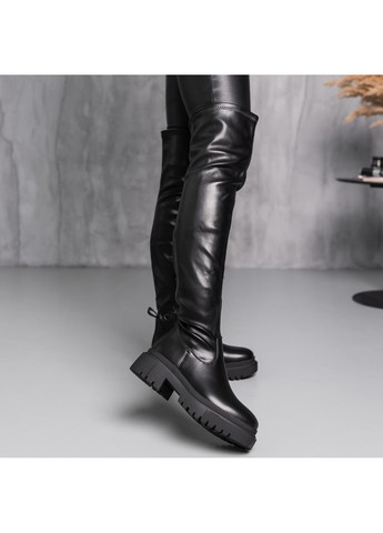 Зимние ботфорты женские зимние doodle 3887 черный Fashion