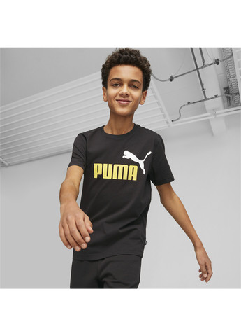 Черная демисезонная детская футболка essentials+ two-tone logo youth tee Puma