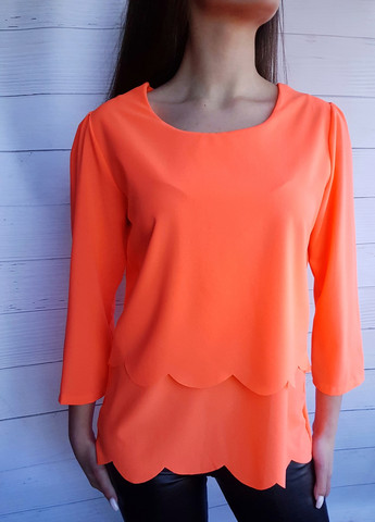 Оранжевая демисезонная блуза оранжевая яркая с открытой спинкой No Brand