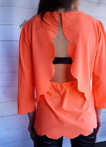 Оранжевая демисезонная блуза оранжевая яркая с открытой спинкой No Brand