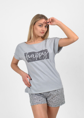 Серая всесезон трендовый хлопковый комплект для сна и дома NEL