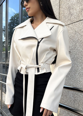 Біла демісезонна коротка куртка з еко шкіри Jadone Fashion Куртка