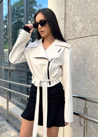 Белая демисезонная которткая куртка из єко кожи Jadone Fashion Куртка