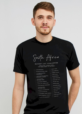 Черная футболка мужская черная "south africa. bucket list challenge " Memo