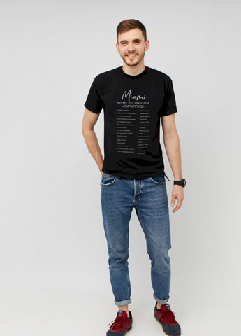 Черная футболка мужская черная "miami. bucket list challenge " Memo