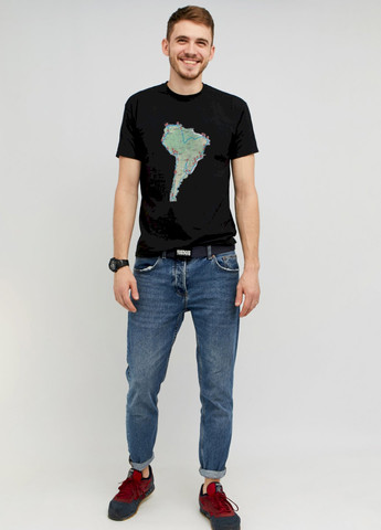 Черная футболка мужская черная "південноамериканський маршрут" Memo