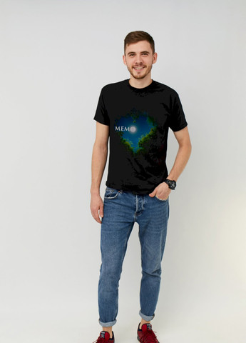 Черная футболка мужская черная принт Memo