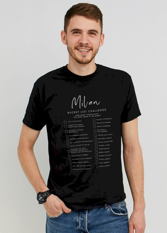 Черная футболка мужская черная "milan. bucket list challenge" Memo
