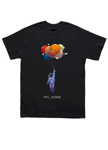 Чорна футболка чоловіча чорна "go_home" Trace of Space