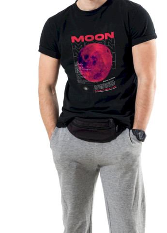 Чорна футболка чоловіча чорна "moon" Trace of Space