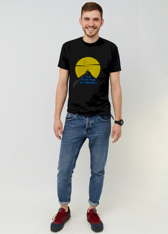 Черная футболка мужская черная принт "наш шлях веде до перемоги" Memo