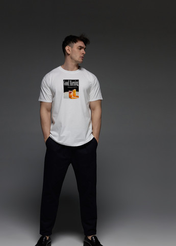 Белая футболка мужская белая "good morning hedonist people" Aspirine