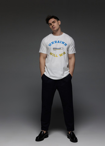 Белая футболка мужская белая "ukraine will win" Aspirine