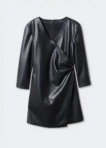 Черное коктейльное платье Mango однотонное