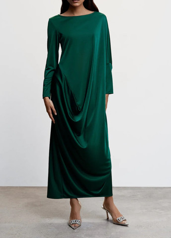 Зеленое вечернее платье Mango однотонное