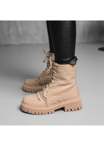 Зимние ботинки женские зимние echo 3879 235 бежевый Fashion из искусственной кожи