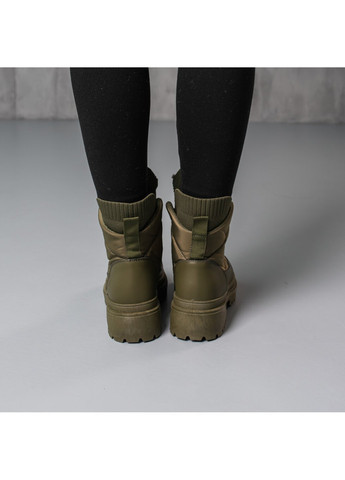 Осенние ботинки женские troktsky 3798 235 оливковый Fashion тканевые
