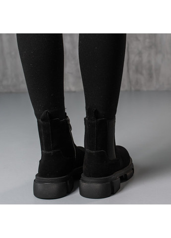 Осенние ботинки женские hoofy 3846 24 черный Fashion из натуральной замши