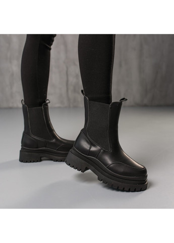 Осенние ботинки женские camie 3862 24 черный Fashion из искусственной кожи