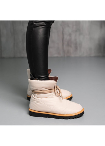 Зимние ботинки дутики женские jigsaw 3888 235 бежевый Fashion тканевые