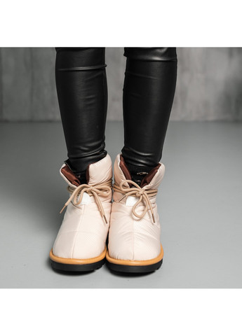 Зимние ботинки дутики женские jigsaw 3888 235 бежевый Fashion тканевые