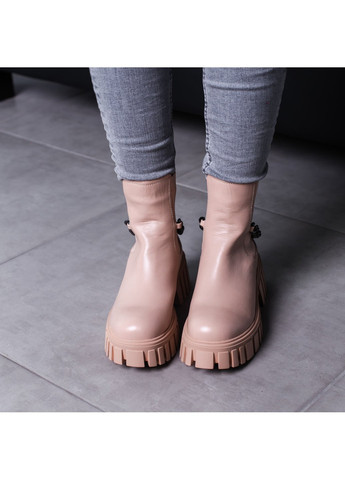 Осенние ботинки женские leith 3466 245 бежевый Fashion из искусственной кожи