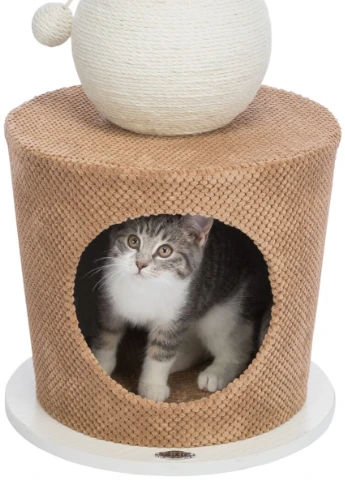 Дряпка для котів Будинок з кулею МДФ/джут/плюш коричневий, 36*50 см Trixie (257960769)