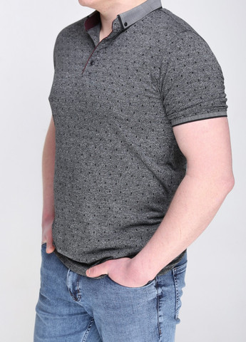 Серая футболка-поло мужское серое тонкое в ромбик для мужчин MCS