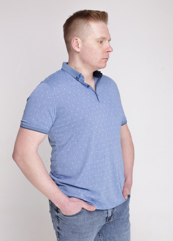 Голубой футболка-поло мужское голубое тонкое в ромбик для мужчин MCS