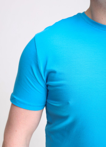 Голубая футболка мужская голубая однотонная прямая с коротким рукавом MCS Прямая