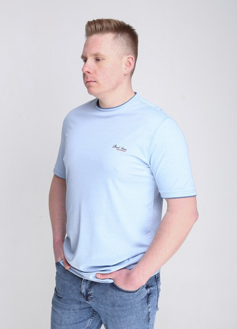 Голубая футболка мужская голубая большой размер с коротким рукавом MCS Прямая