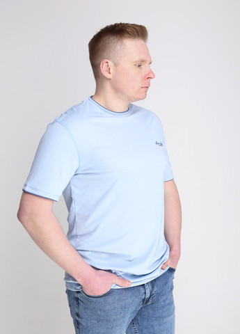 Голубая футболка мужская голубая большой размер с коротким рукавом MCS Прямая