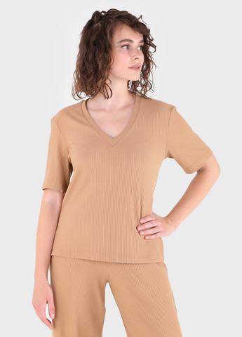 Жіночі штани кльош в рубчик бежевого кольору Амаранті 600000074 Merlini амаранти (257533317)
