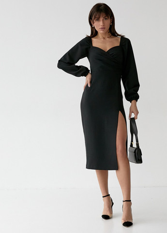 Чорна кежуал сукня SL-ARTMON однотонна