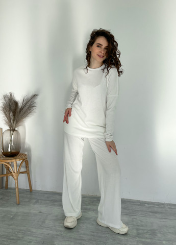 Белый костюм в рубчик с широкими штанами 100000406 Merlini мантуя (257552681)