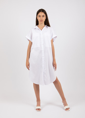 Белое повседневный оверсайз хлопковое платье-рубашка 700000007 Merlini однотонное