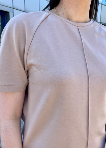 Бежевая летняя оверсайз футболка 800000031 с коротким рукавом Merlini Финистер