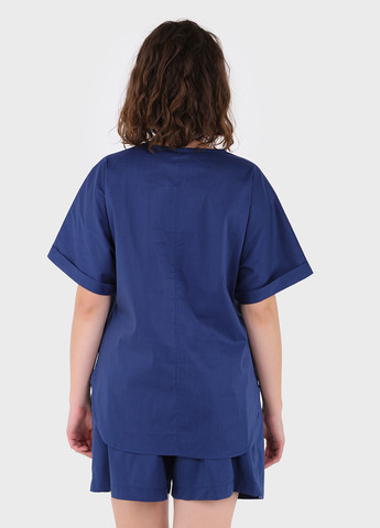 Синяя летняя оверсайз хлопковая футболка 800000042 с коротким рукавом Merlini Ливорно