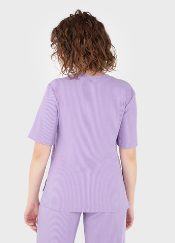 Сиреневая летняя легкая футболка женская в рубчик 800000027 с коротким рукавом Merlini Корунья