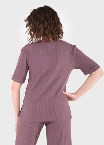 Сливовая летняя легкая футболка женская в рубчик 800000024 с коротким рукавом Merlini Корунья