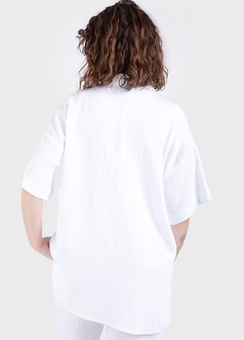 Белая повседневный рубашка однотонная Merlini с коротким рукавом