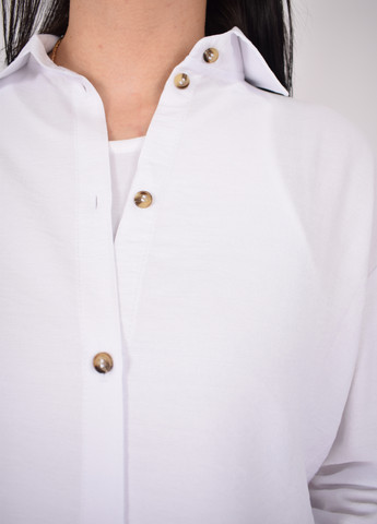 Белая повседневный рубашка однотонная Merlini с коротким рукавом